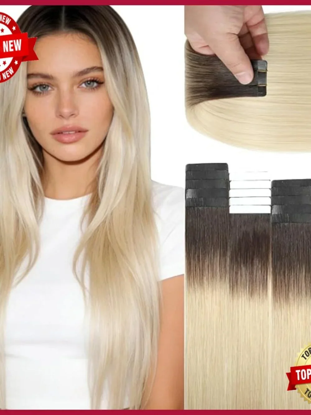 Human Hair Tape-In Extensions 18 Inch Seamless Weft 50g 20pc Set